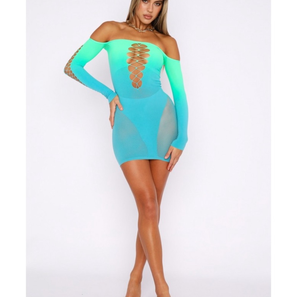 Neon white fox dress